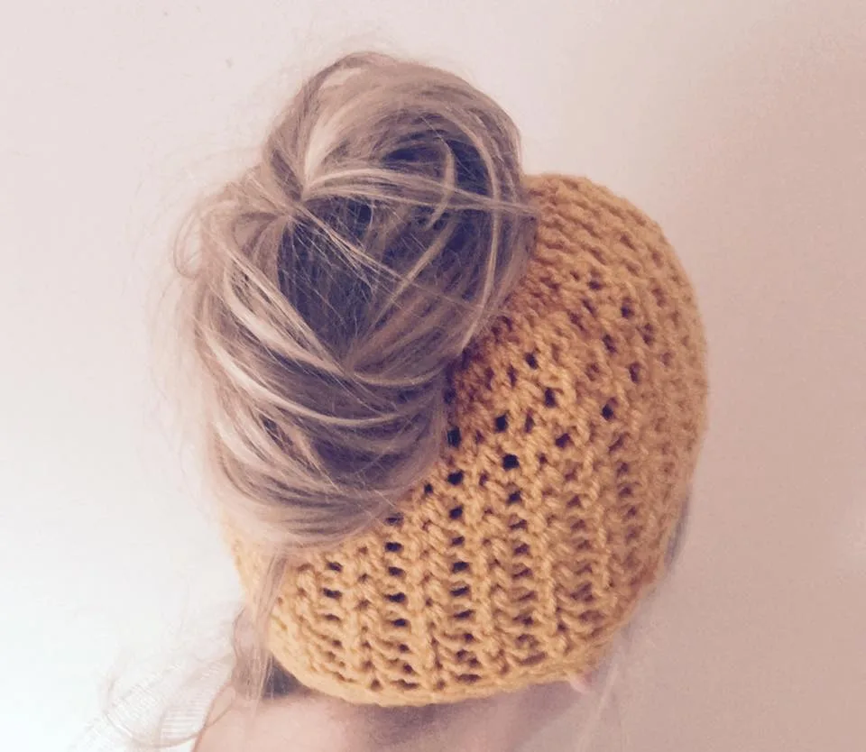Crochet Messy Bun Beanie