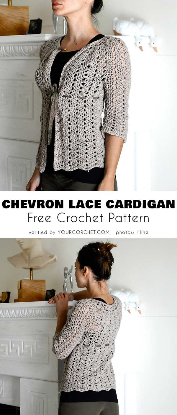 chevron lace crochet cardigan