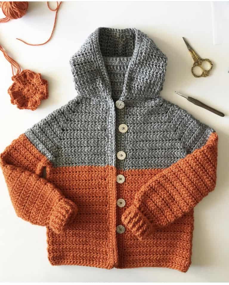 Childrens crochet colourblock sweater