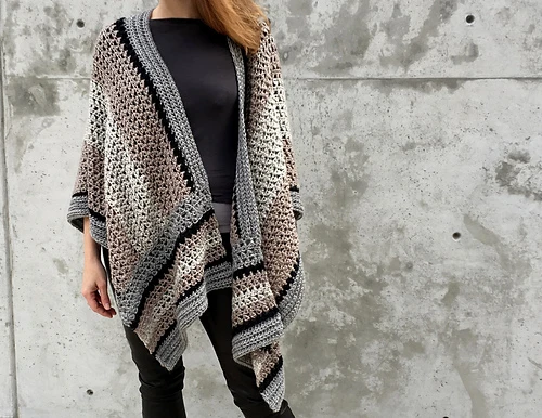 striped crochet ruana