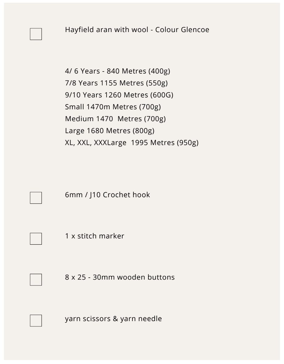 Crochet pattern checklist
