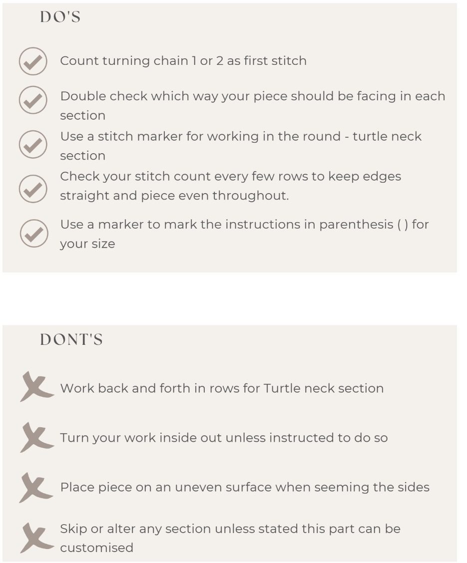 Crochet pattern handy tips