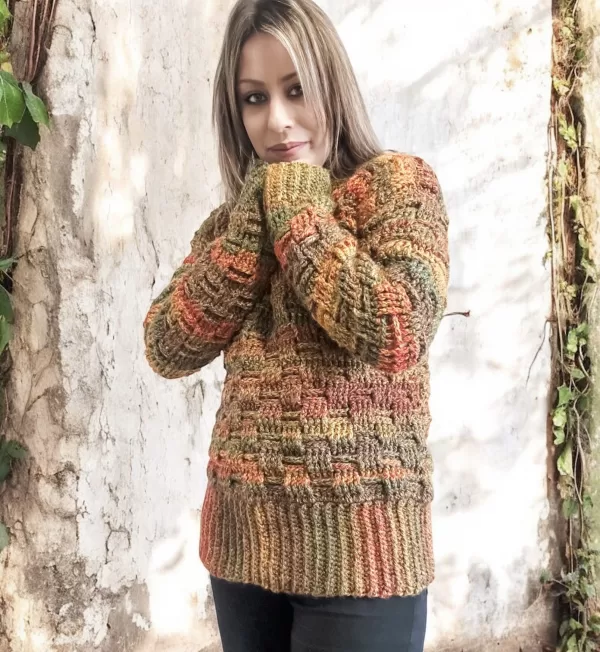 crochet weave stitch sweater