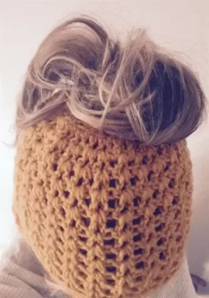 Crochet Messy Bun Beanie