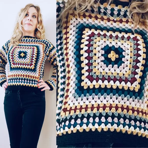 Free Spirit Crochet Granny Square Sweater - Image 2