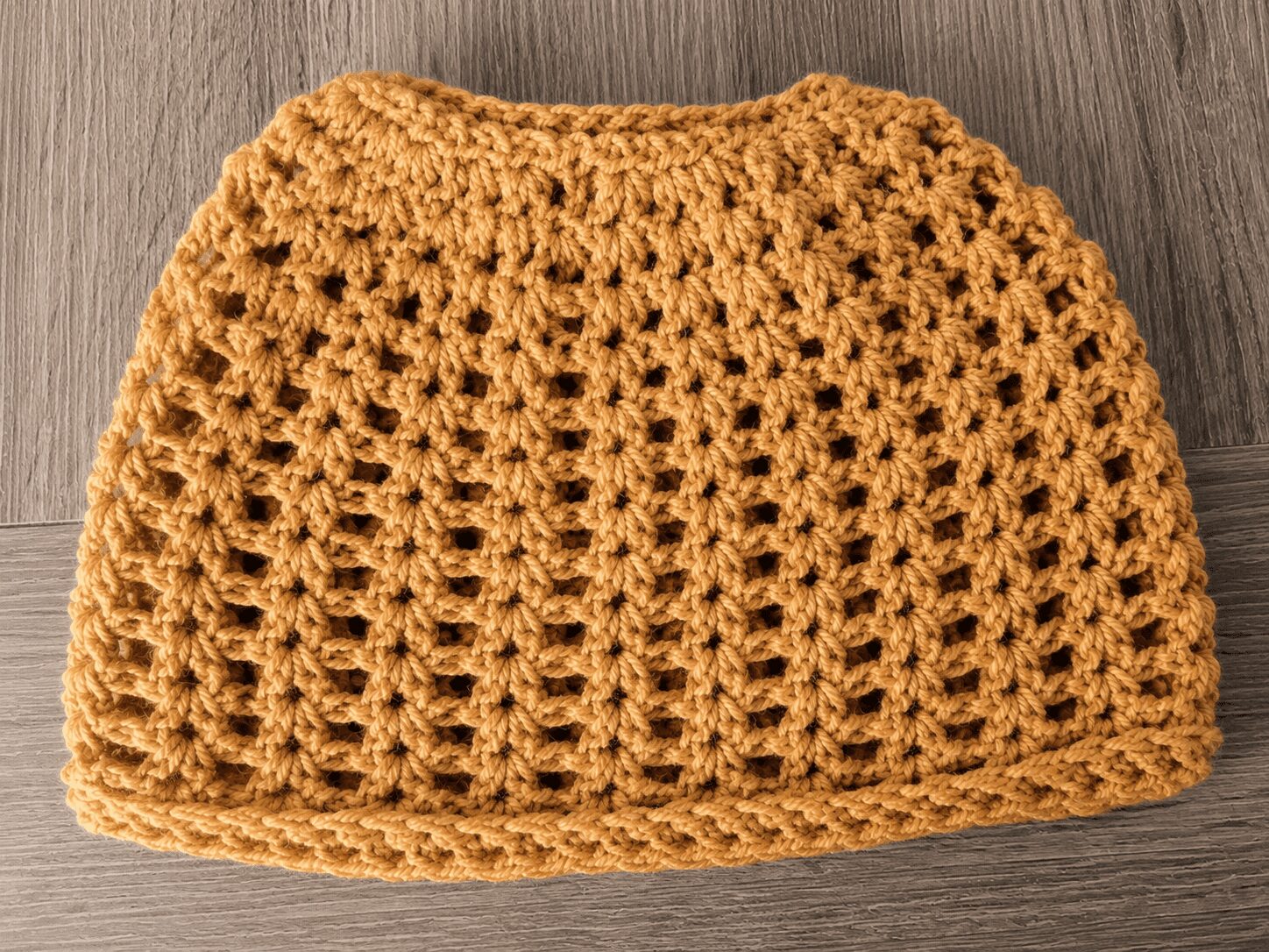 Crochet messy bun beanie