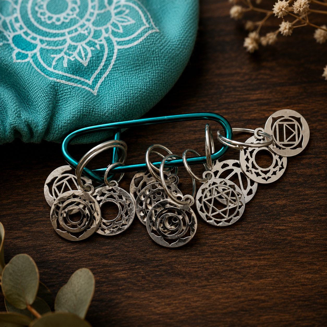 Sterling Silver Chakra Stitch Markers
