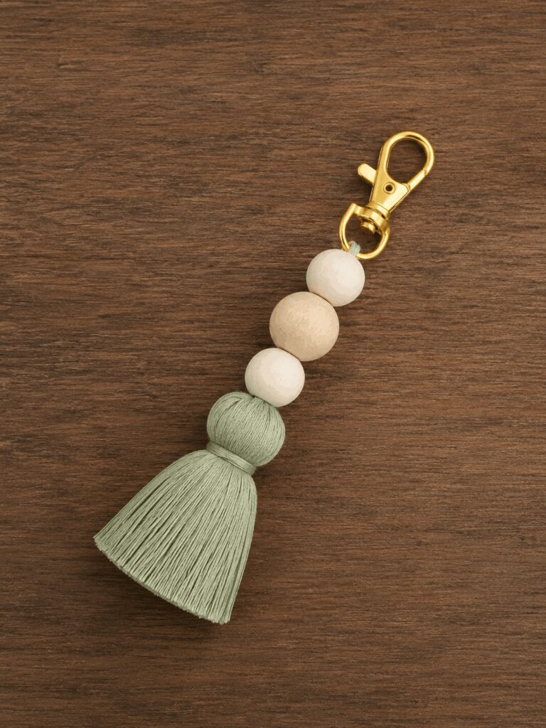 Sage macrame bag charm