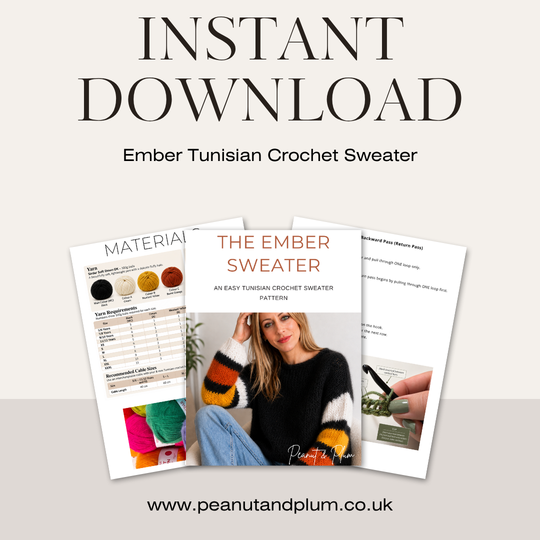 Ember Tunisian crochet sweater photograph